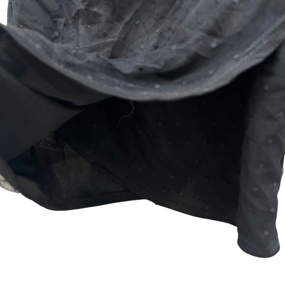 ASOS Design Size 4 Mini Dress Black Polka Dot Ruched Puff Sleeve Mesh V-Neck - Picture 5 of 8